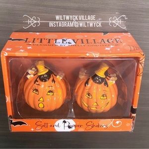Transpac Little Village Pumpkin & Spider by Shelly Comesky Salt + Pepper Shakers